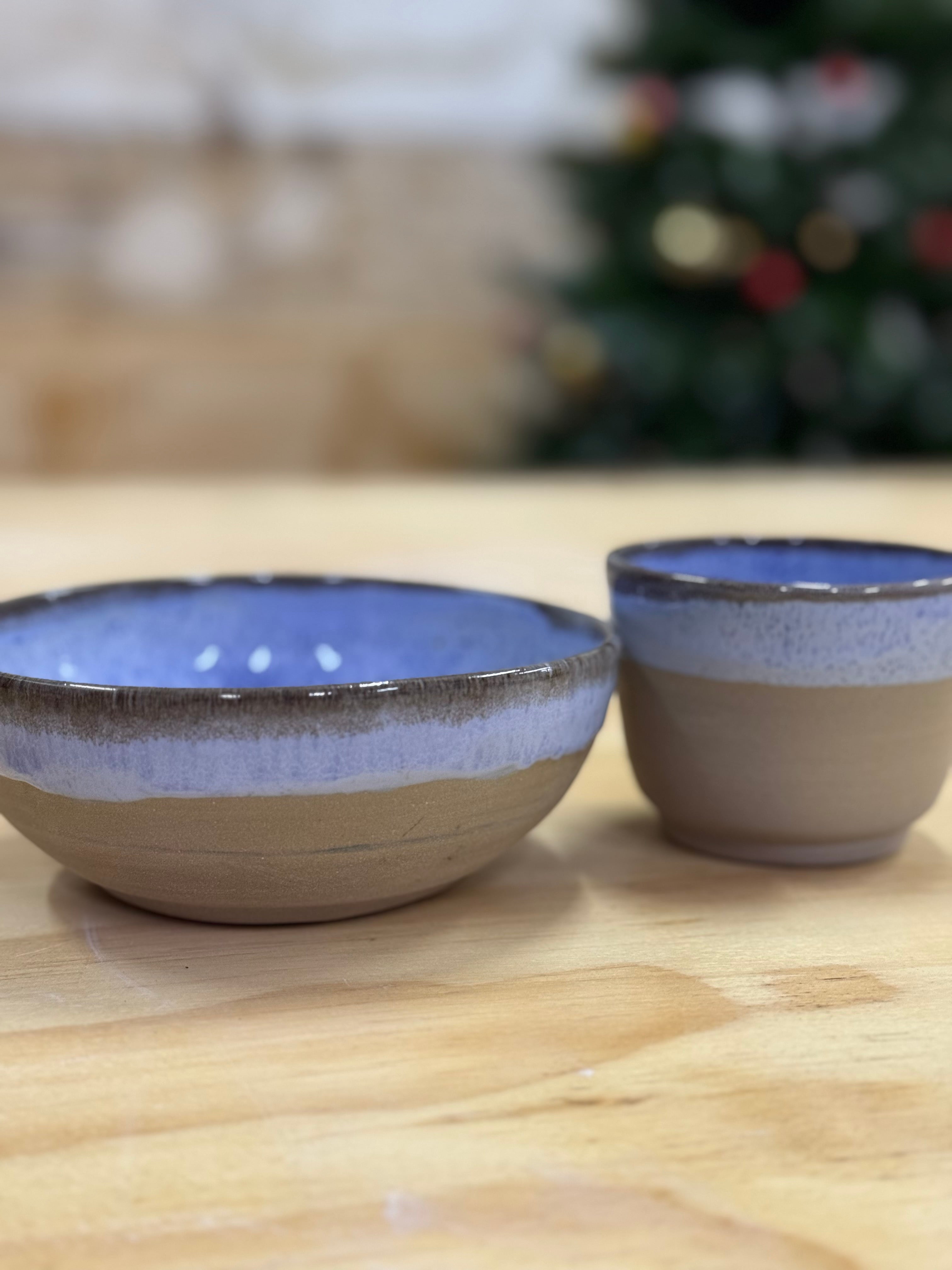 Sky blue bowl and cup set