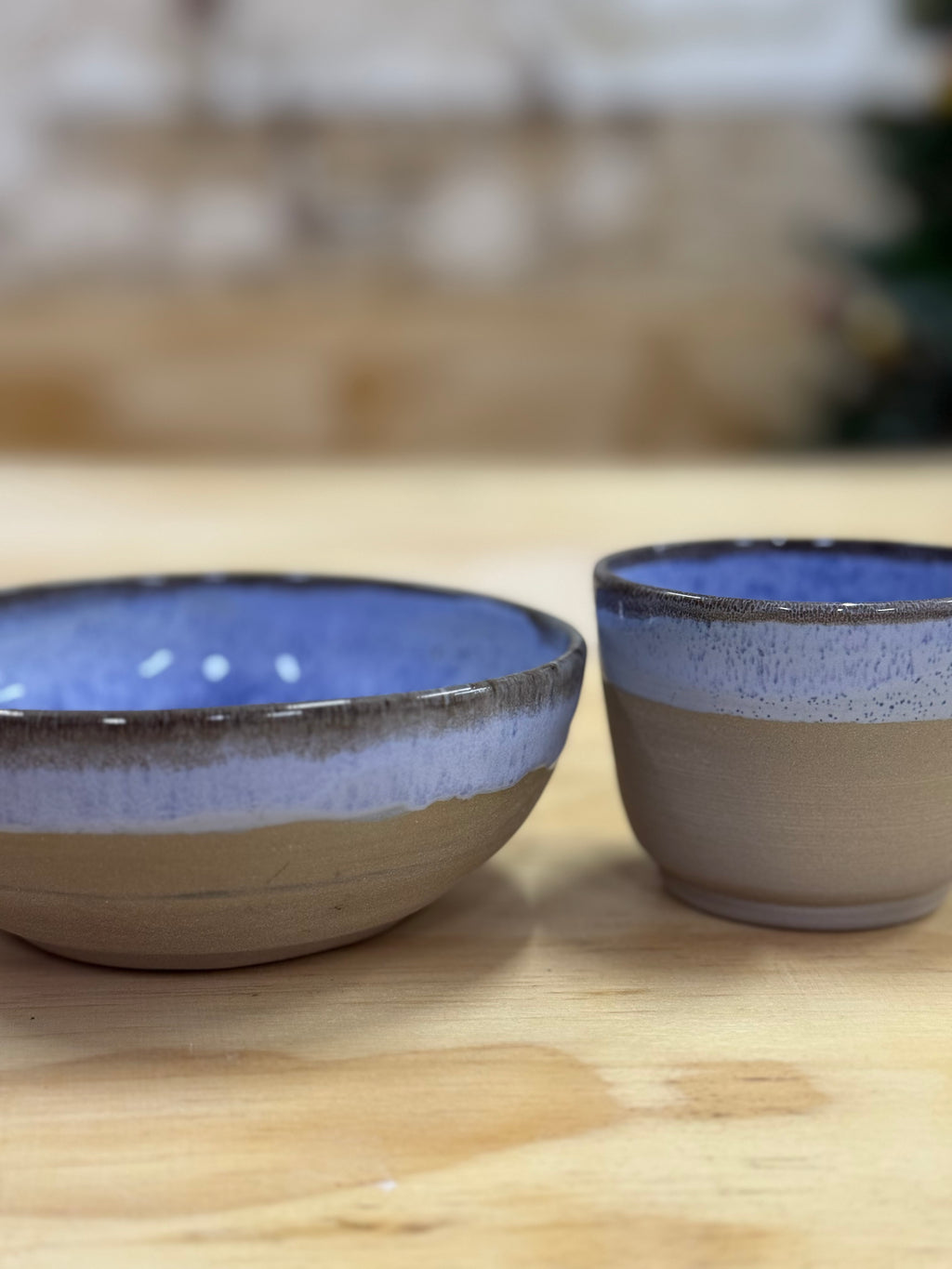 Sky blue bowl and cup set